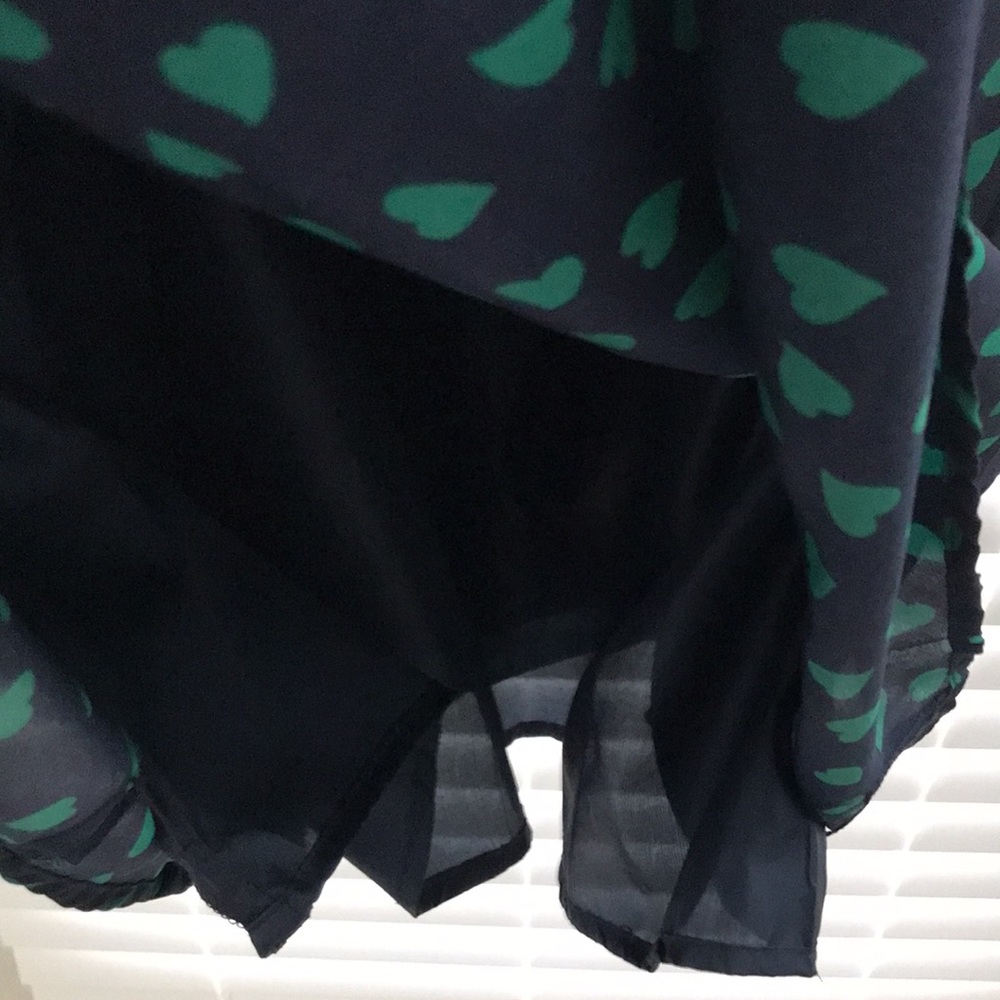 Forever 21 XXI Boutique Hearts Sleeveless Dress Navy Blue Green Size M - Picture 11 of 16